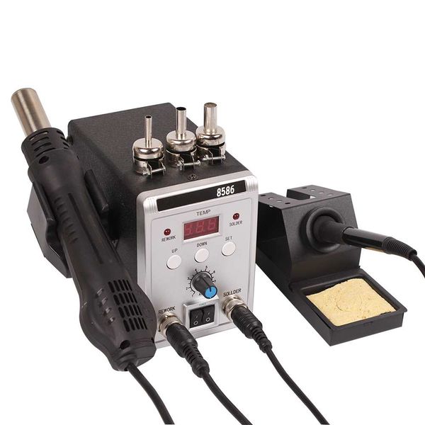 

black 8586 700w 220v 2 in 1 smd rework soldering station air solder iron with welding repair tools