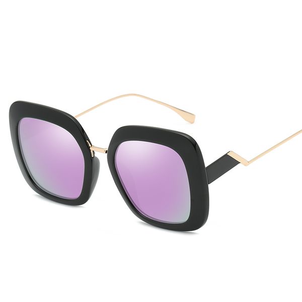 

new women's retro designer sunglasses retro design big face square frame gold frame uv400 lens ladies hd sunglasses with box 22, White;black