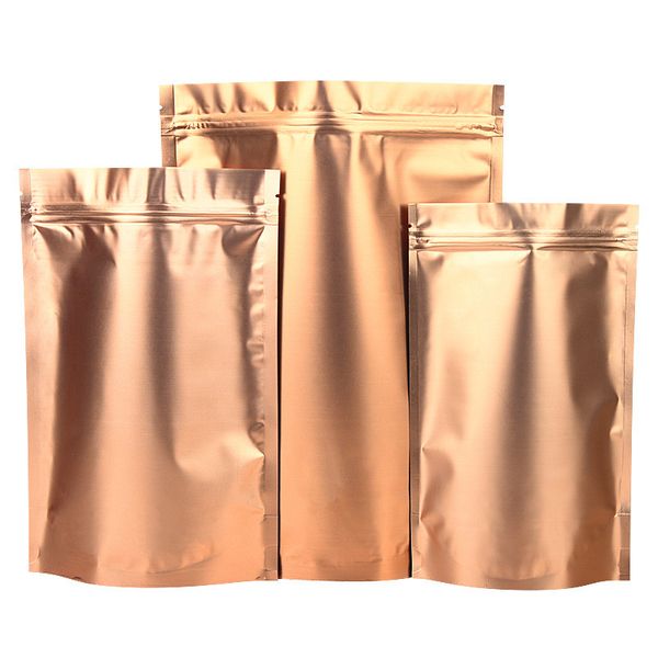 Aluminum Foil Food Package Bag Dried Food Snack Powder Package Resealable Stand Up Gold Multi-size Food Package Bags