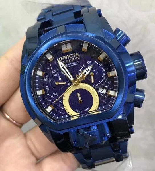 

Swi co c original invicta brand 18k gold two watch movement work multifunction men 039 quartz watch original box, Slivery;brown