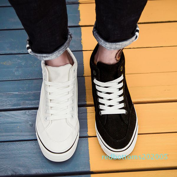 

zyyzym shoes men spring autumn lace-up high style men vulcanize shoes fashion flats youth men canvas shoes sneakers r05, Black