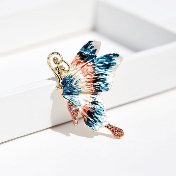 high-quality designer style enamel glaze butterfly brooch temperament retro brooch buckle scarves shawl buckle for charming women gift, Black;brown