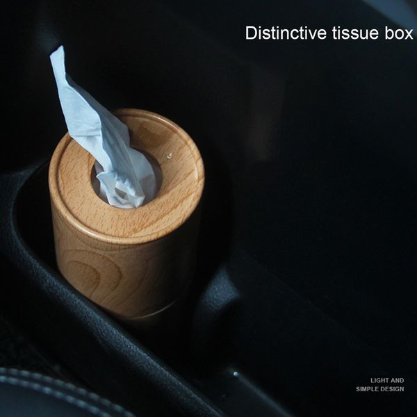 

container car interior desksimple napkin dispenser storage tissue box wood grain kitchen home accessory round living room