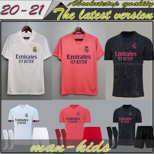 

real madrid jerseys 20 21 hazard sergio ramos soccer jersey benzema vinicius camiseta football jersey shirt uniforms men kids kit, Black;yellow