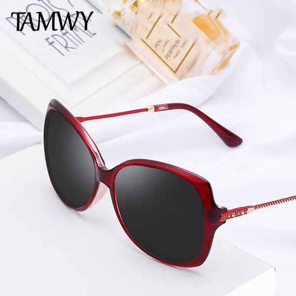 

tamwy brand design luxury women polarized sunglasses 2019 lady sun glasses female rhinestone temple shades eyewear uv400 t2219, White;black