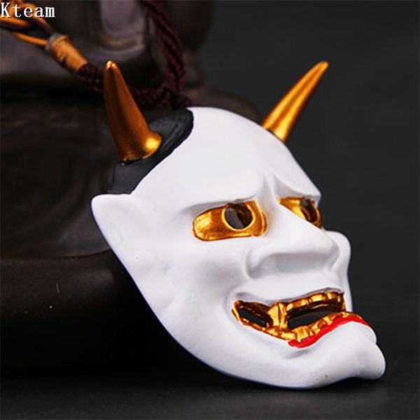 

new fashion solid resin evil oni noh hannya mask pendant keychain wallet connector noh movie necklace&pendant