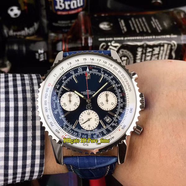 

Дешевые новые Navitimer AB012721 синий циферблат белый циферблат Miyota кварцевые хронограф