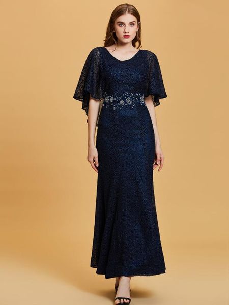 

embroidery lace mermaid evening dress with cape women scoop neck half sleeves elegant party long dresses formal gown black robe, White;black