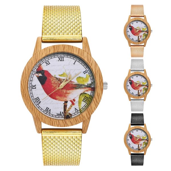 

fashion leisure mesh strap alloy watch analog quartz wristwatch t89-f, Slivery;brown