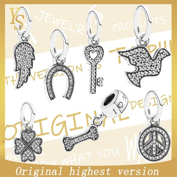 

ys charm 100% sterling silver version original flying pigeon horseshoe gd heart-shaped charm jewelry new trend, Bronze;silver