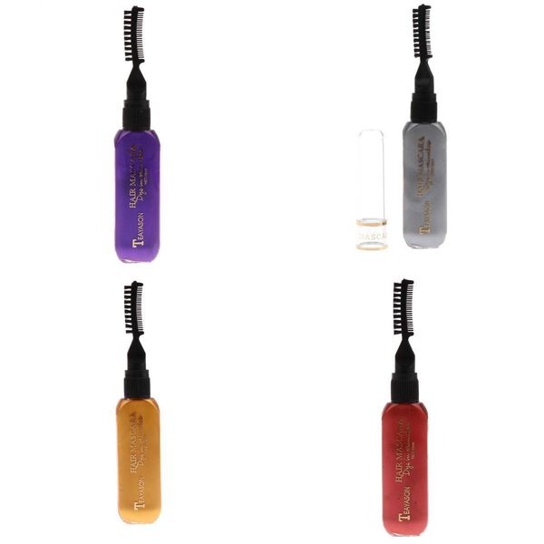 

4pcs professional hair dye temporary hair color stick non-toxic salon diy hair dyeing mascara set