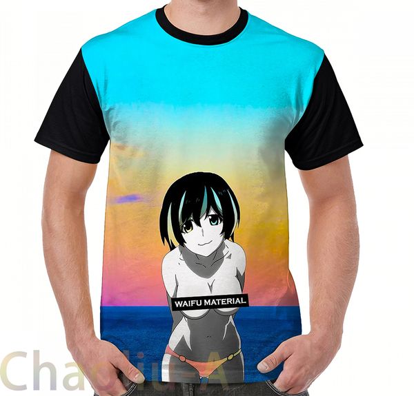 

waifu material - anime girl shirt (hanekawa tsubasa) [monogatari] t-shirt men funny printed t shirt women tees, White;black