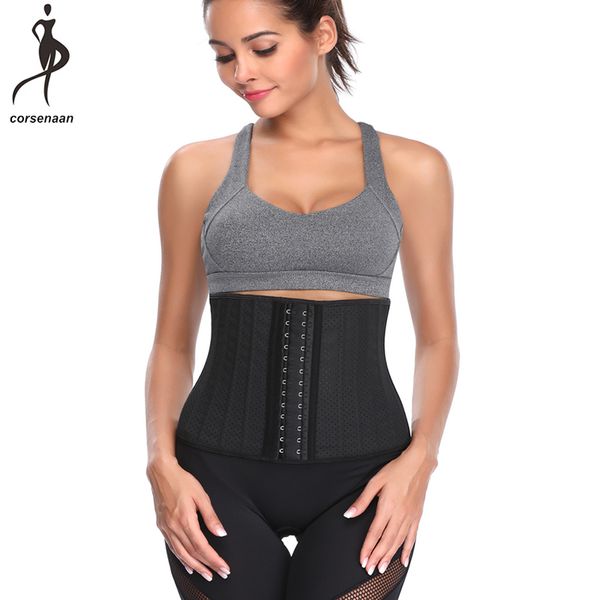 

9.84 inches women's breathable slimming waist shaper short troso latex girdle 25 steel boned corset xxxs 935#, Black;white