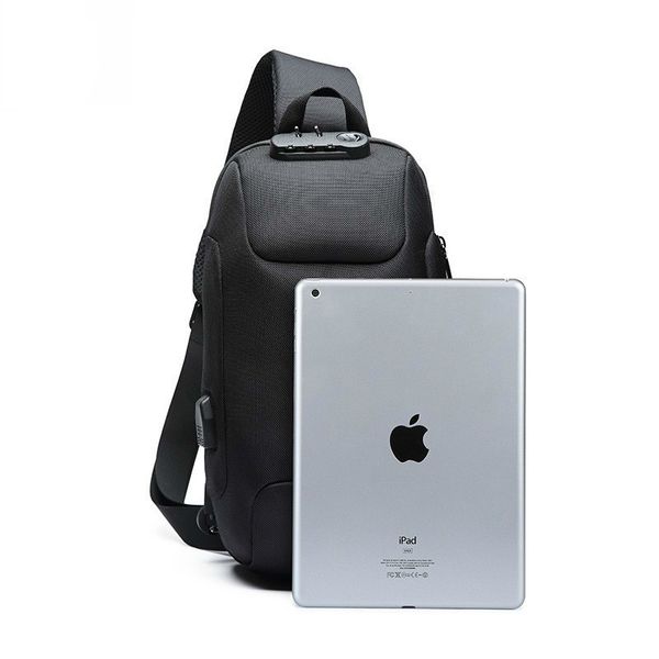 

multifunction sling crossbody bag male usb charging chest pack short trip anti-theft men's shoulder messengers chest bag