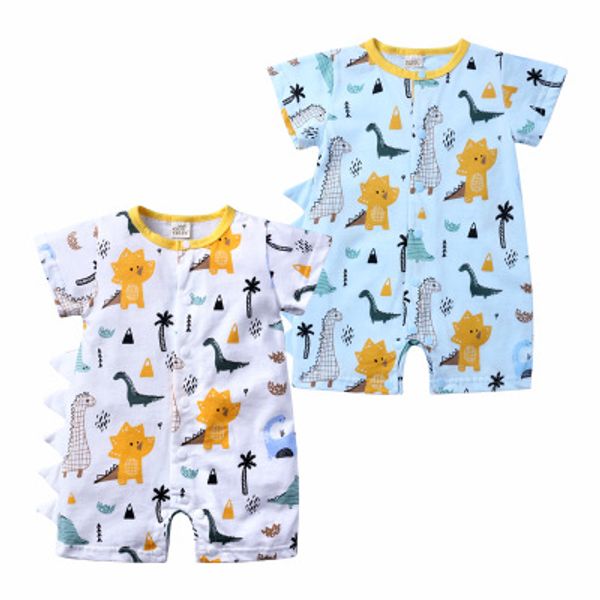 

kids selling jumpsuits children casual rompers boys and girls dinosaur cartoon print jumpsuit 2020 fashion style baby summer clothes, Blue