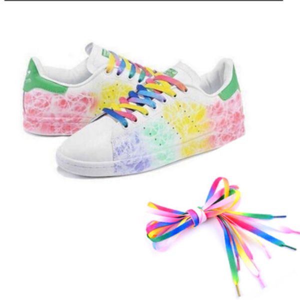 

2pc 42'' rainbow shoelaces flat canvas athletic shoelace sport shoe laces boots strings 110cm, Black