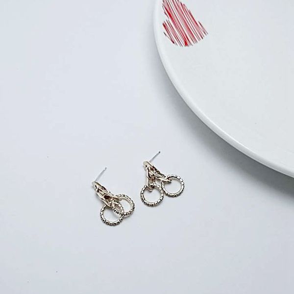 

925 silver needle earring micro-inlaid earring personalized all-match high texture earrings small accessories for girls, Golden