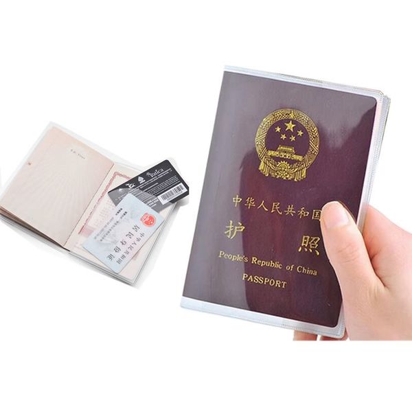 

transparent pvc passport cover travel accessories waterproof id holder women men storage organizer card business credit wallet, Brown;gray