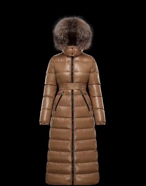 

women's down jacket hooded super down jacket fur collar belt waist slim women's winter solid color thick warm winter coat 2019 new, Black