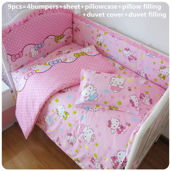 

promotion 6/7pcs cartoon baby bedding set baby 100% cotton sabanas cuna bed , 120*60/120*70cm