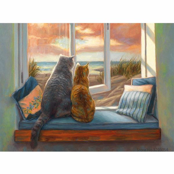 

chunxia framed diy painting by numbers lovely cat acrylic painting modern picture home decor for living room 40x50cm ra3436
