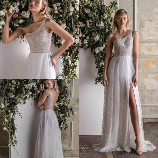 

limor rosen 2019 свадебные платья "белый воробей" свадебная коллекция одно плечо кружева бисер сексуальная сторона сплит спинки линии свадеб, White