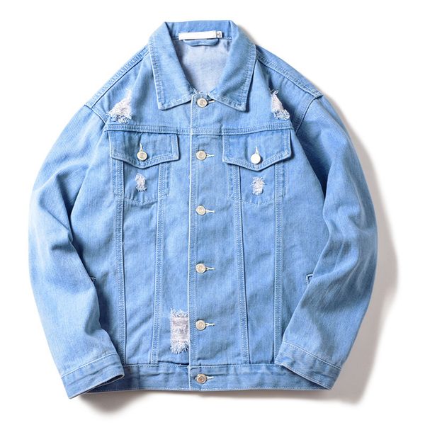 

autumn winter mens solid casual denim jacket trendy fashion thin ripped denim jacket mens jeans outwear male cowboy coats, Black;brown