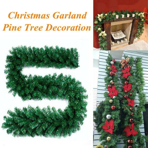 

2.7m artificial green christmas garland wreath xmas home party christmas decoration pine tree rattan hanging ornament for kids