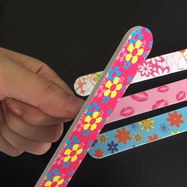 

5pcs useful flower printed nail file nail art sanding buffer art manicure care buffing tools block manicure tips