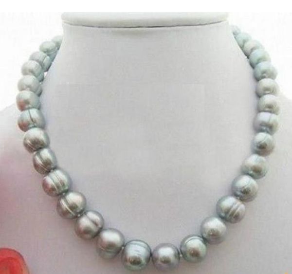 

12- 13mm baroque south sea silver grey pearl necklace 18 inch 14k gold clasp