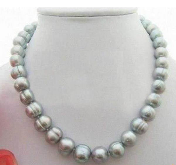 12- 13мм барокко South Sea Silver Gray Pearl ожерелье 18 дюймов 14k золото Застежка