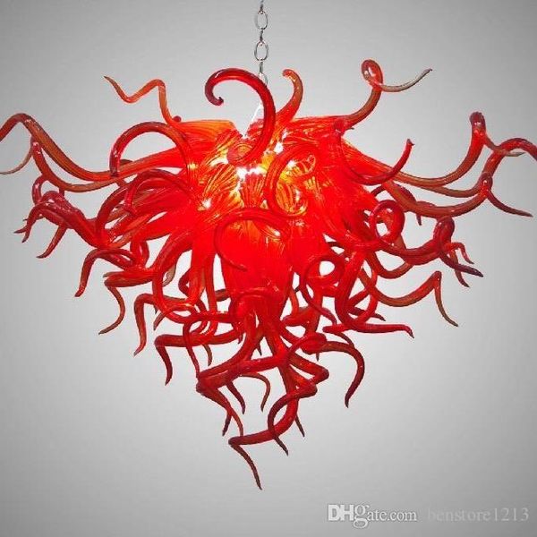 

red 100% mouth blown borosilicate murano glass chandelier pendant light art red lighting low ceiling crystal chandelier