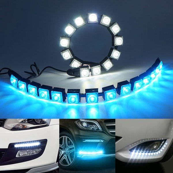 

car cob 14led drl driving fog light flexible daytime running drl auto flexible led strip driving car styling