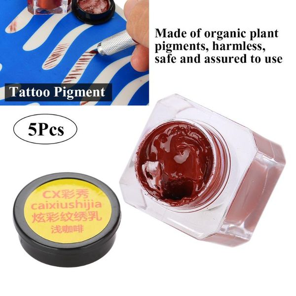 

professional 5pcs light coffee tattoo ink microblading tattoo pigment paste for practice use permanent makeup paint
