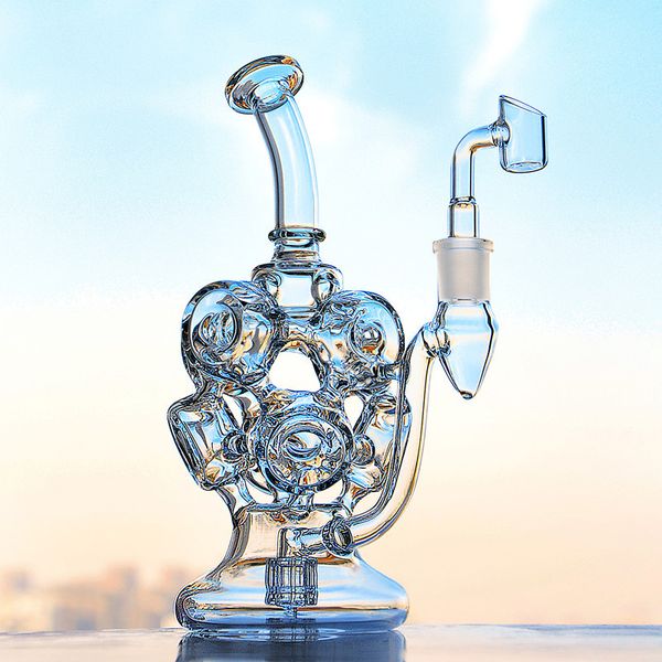 Super Vortex Glass Bong Hookahs Dab Rig Tornado Cyclone Recycler Rigs Recycler Tube Tubería de agua 14 mm Junta