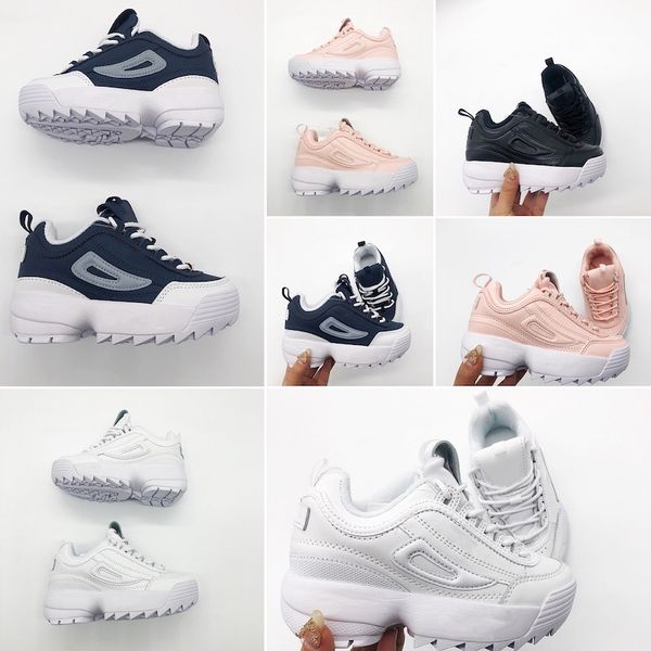 

fila 2019 высокое качество малышей дети кроссовки static chaussure de sport для младенцев мальчиков девочек повседневные кроссовки размер 28, Black