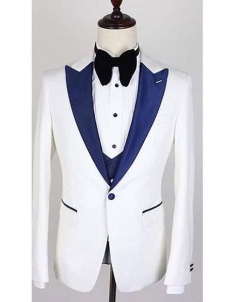 Alta Qualidade um botão Homens Wedding Suits pico lapela Três Peças Negócios Noivo Smoking (Jacket + Calças + Vest + Tie) W1087