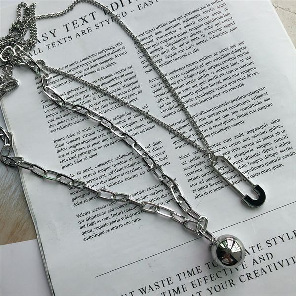 

2020 личность ожерелье кулон игла металлический шар для мальчиков мужчин и женщин партии punk прохладный guy jewelry подарок, Silver