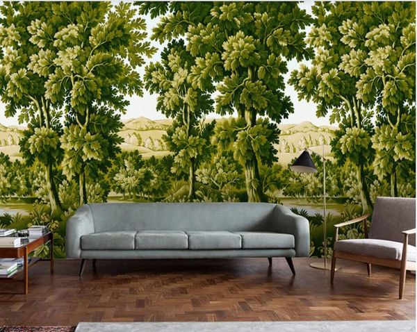 

3d room wallpaper custom p mural european retro nostalgic hand drawn rainforest jungle wood mural background wallpaper for walls 3 d