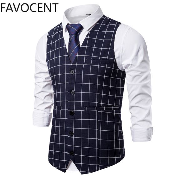 

men's vests mens vest casual business men suit male lattice waistcoat fashion sleeveless smart grey blue, Black;white