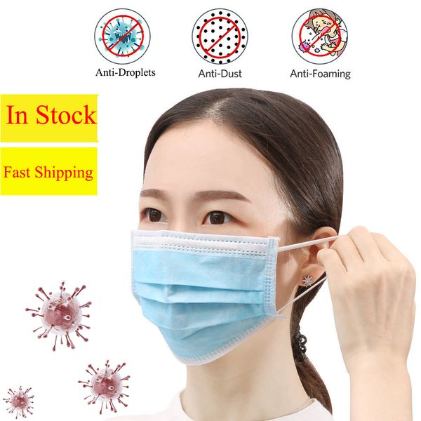 

sell 50pcs disposable face masks 3-layer dustproof mouth anti pm2.5 safety masks men and women disposable face masks