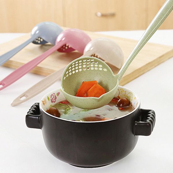 

wheat straw soup spoon colander two-in-one environmental outdoor tableware pot dual-use spoon colanders & strainers