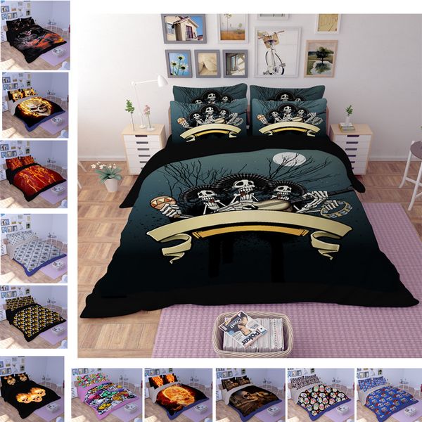 Children S Bed Linens Set Nightmare Before Christmas Bedclothes 3d Skull Series Halloween Gift Duvet Cover Bedding Set For Full Cheap Comforter Set