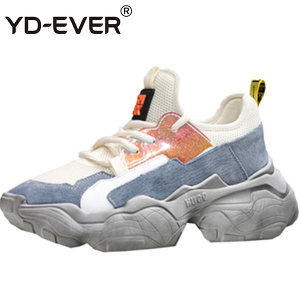 

genuine leather 2019 street fashion women's platform sneakers women's chunky trainers casual women shoes, Black