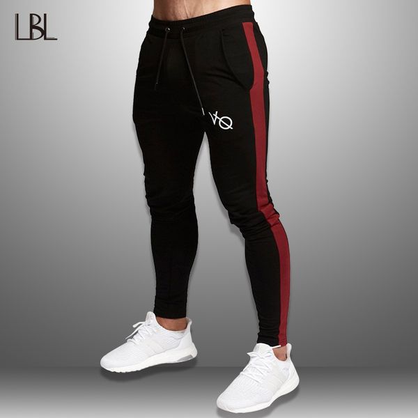 

lbl casaul sweatpants men jogger long pants man side stripe hip hop gym trousers slim fit men's sportswear brand clothing 2019, Black