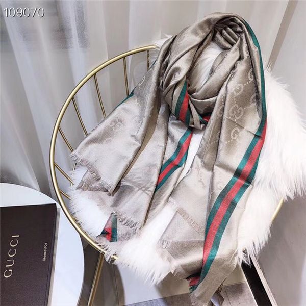 

10 color high qualtiy scarf letter pattern women scarf wool silk cashmere design scarf shawl ladies warm scarves size 180x70cm, Blue;gray