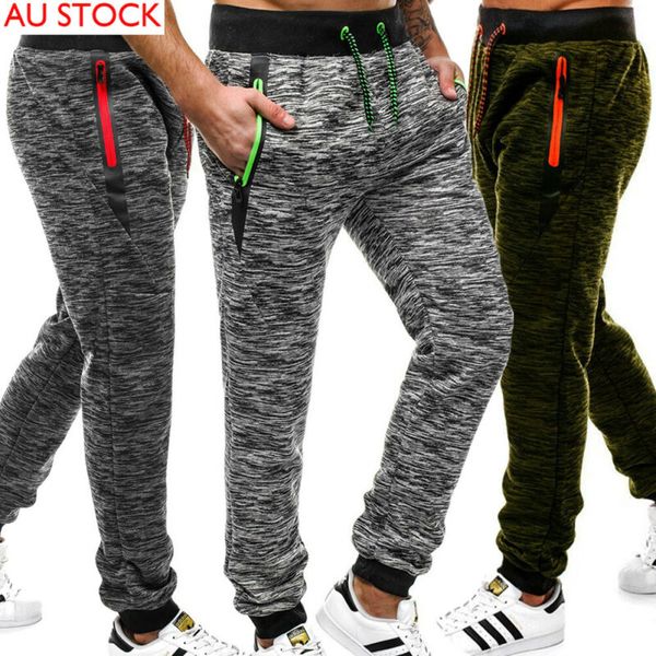 

au men casual pant slim fit running joggers sport gym bodybuilding running track long trousers sweatpants black gary green m-3xl, Black;blue