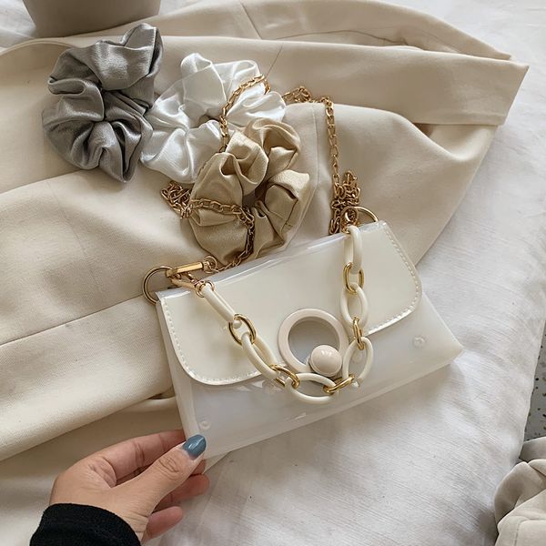 

summer transparent jelly women's hand bag 2020 new fashion wild chain shoulder bag pu texture designers shoulder mini