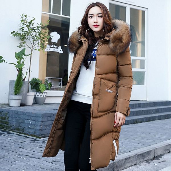 

winter women coats thickening cotton coat fur winter outerwear stylish, Black