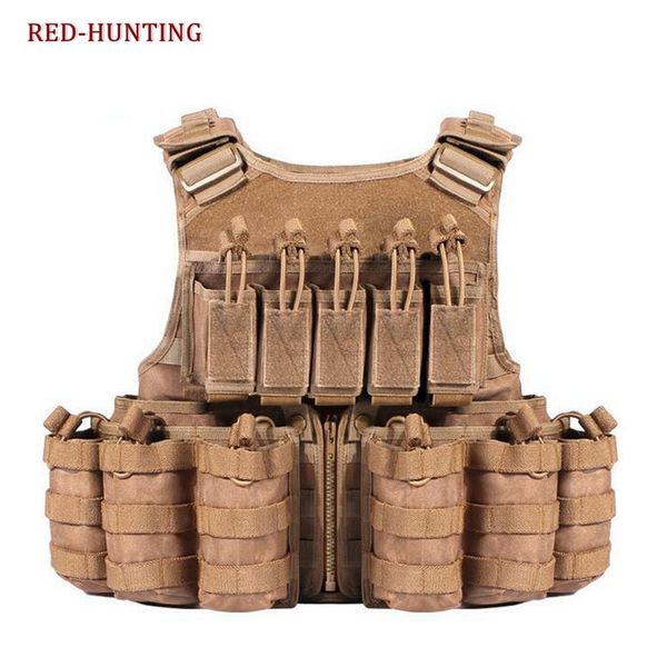 

tactical hunting vest field battle molle waistcoat vest combat assault plate carrier combat, Camo;black
